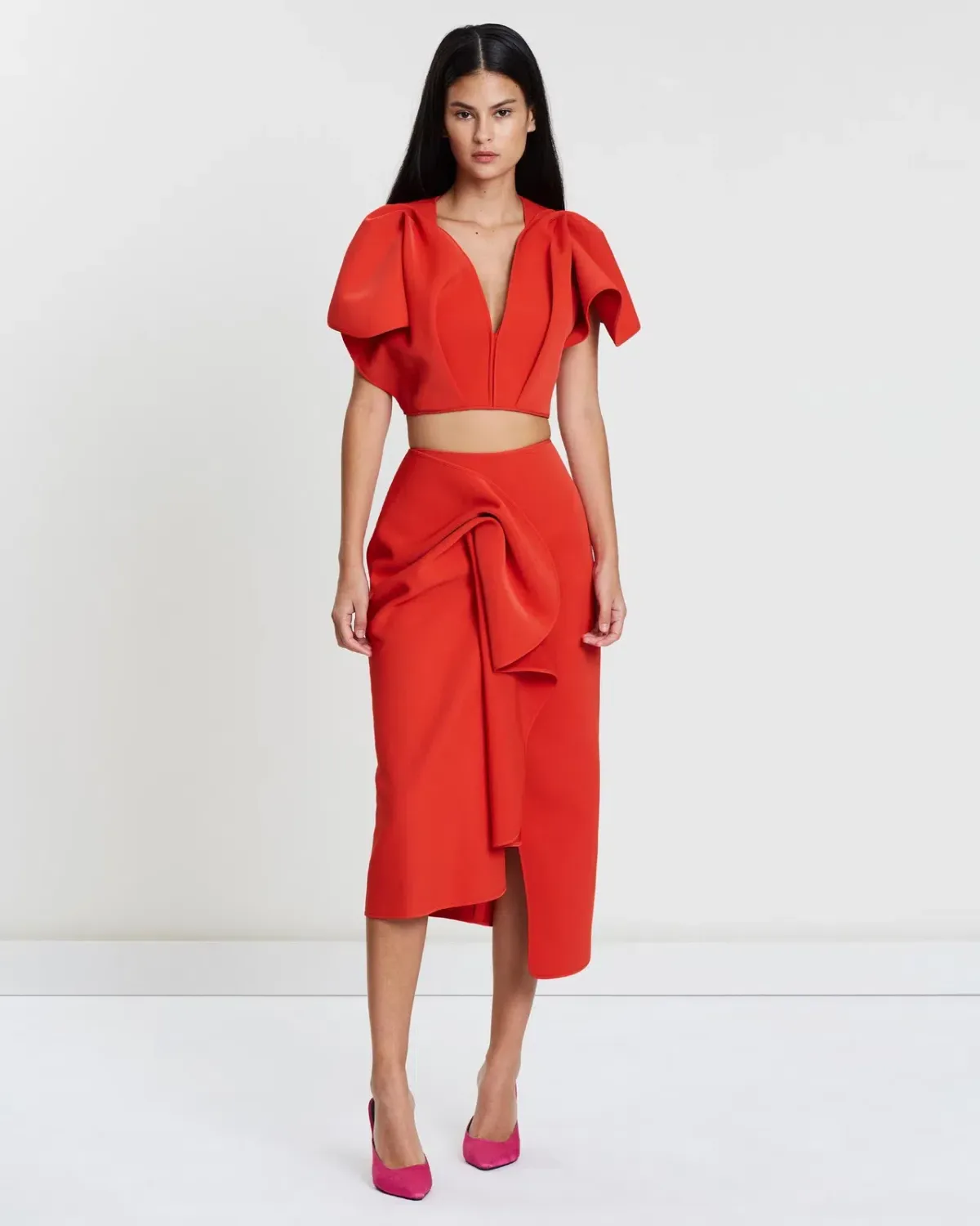 Acler Crawford Midi Set Red Size 8 - Image 1