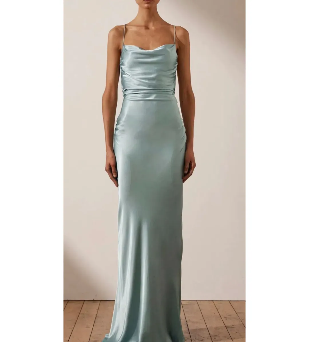 Shona Joy La Lune Lace Back Maxi Dress Powder Blue Size 8 for rent on The Volte - main image