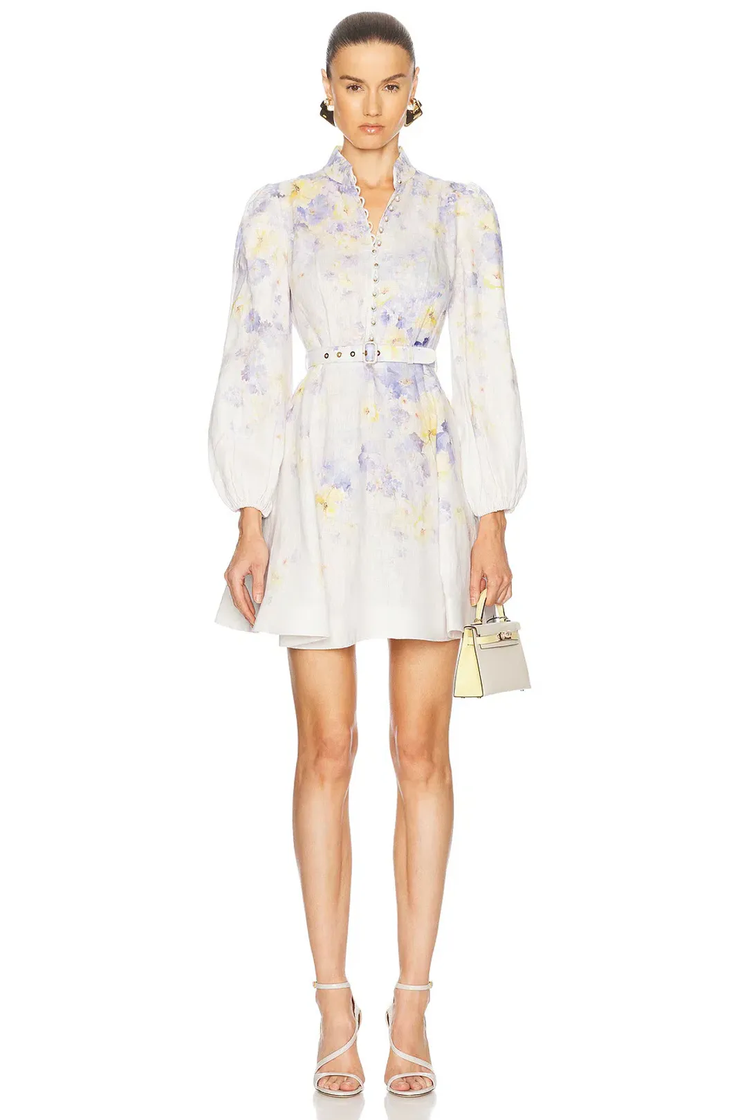 Zimmermann Crush Buttoned Mini Dress Lilac Size 12 for rent on The Volte - main image