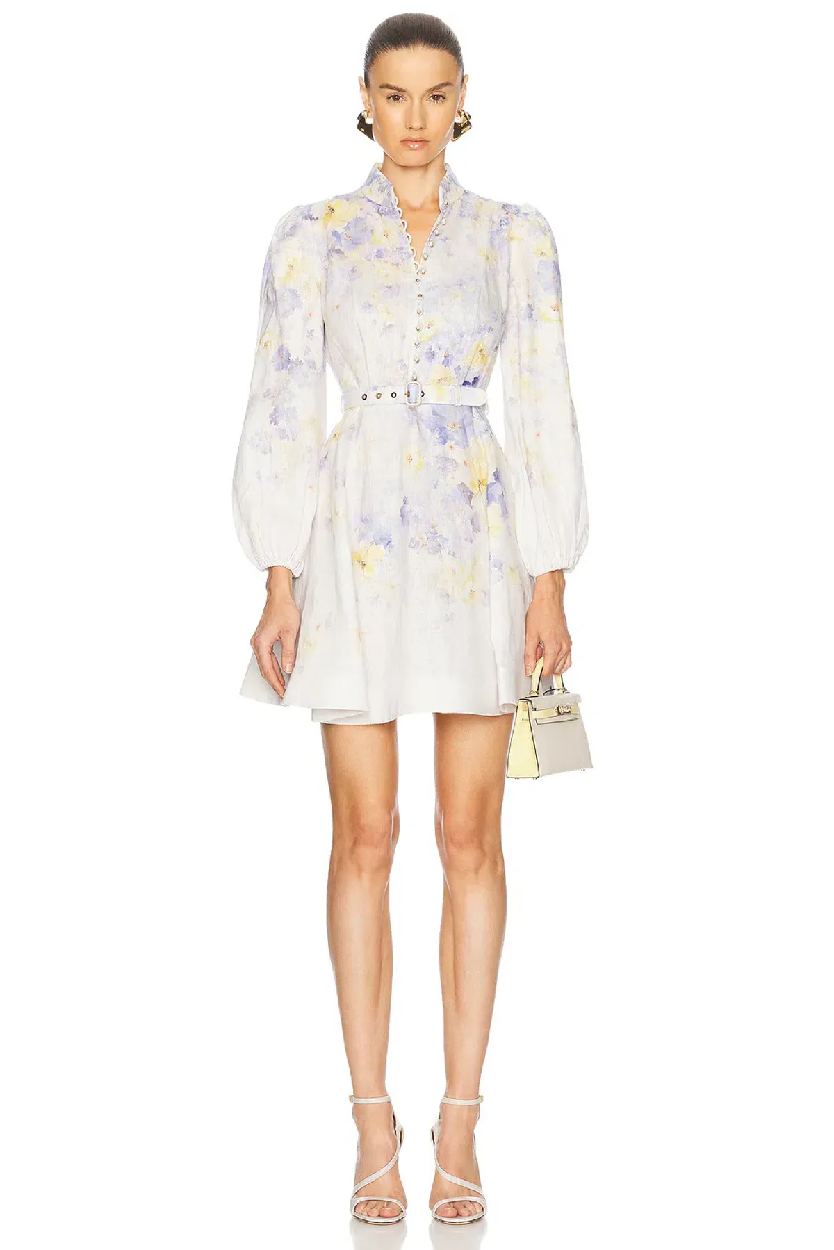 Zimmermann Crush Buttoned Mini Dress Lilac Size 12 for rent on The Volte - main image