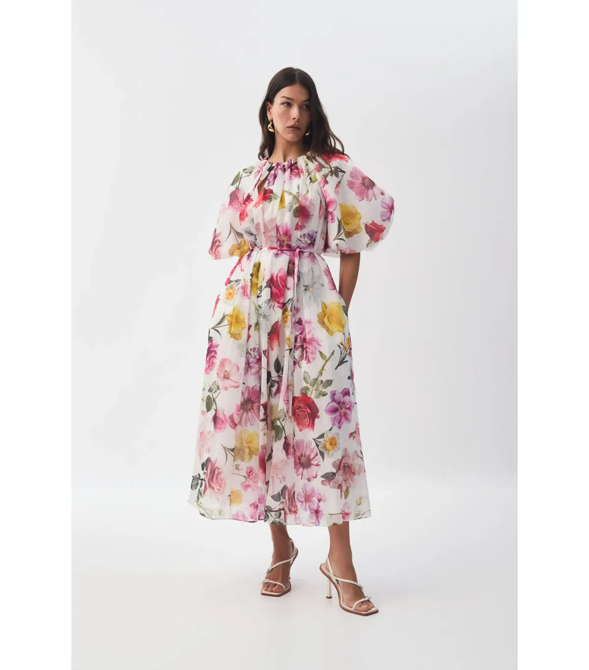 Aje Fleur Midi Dress in Collage Floral Size AU for rent on The Volte - main image