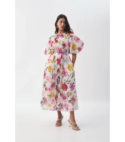 Aje Fleur Midi Dress in Collage Floral Size AU for rent on The Volte - image 1