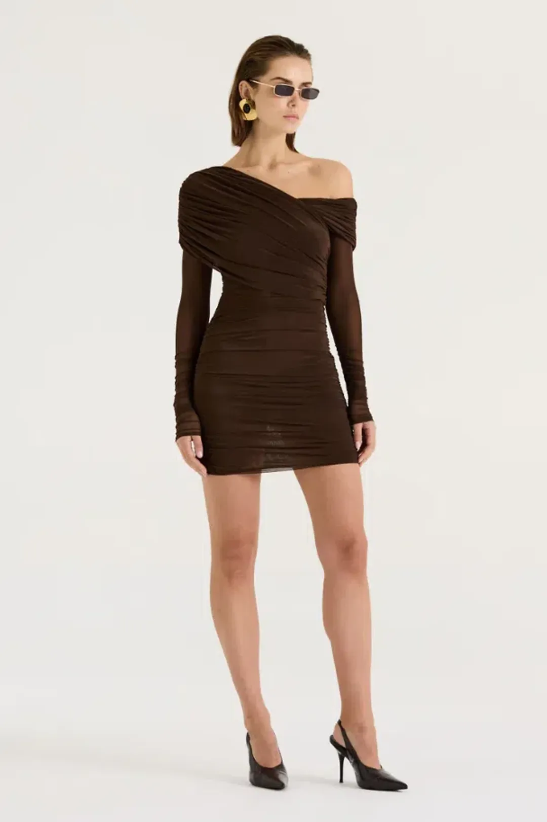 Henne Paris Mini Dress Chocolate Size AU 8 for rent on The Volte - main image