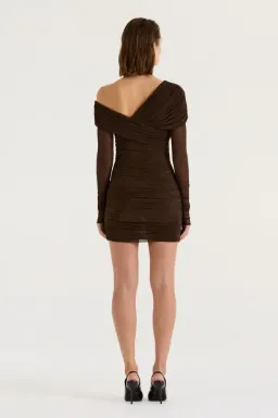 Henne Paris Mini Dress Chocolate Size AU 8 for rent on The Volte - image 4