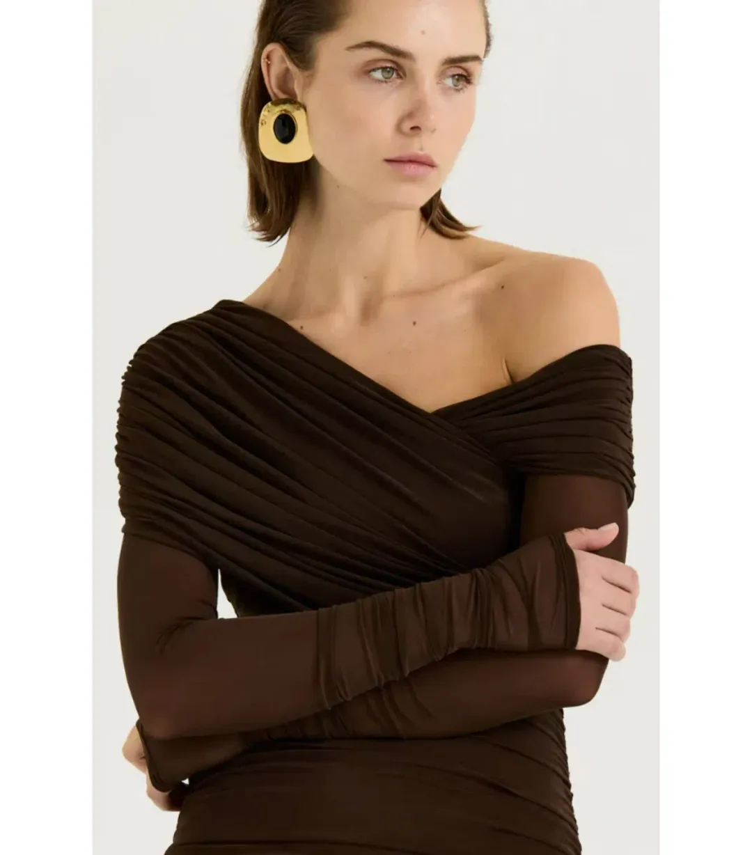 Henne Paris Mini Dress Brown Size AU 10 for rent on The Volte - main image