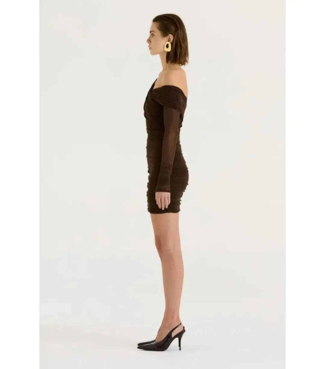 Henne Paris Mini Dress Brown Size AU 10 for rent on The Volte - main image