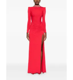 Nissa Crystal Embellished Maxi Dress in Red Size AU 10 for rent on The Volte - image 1