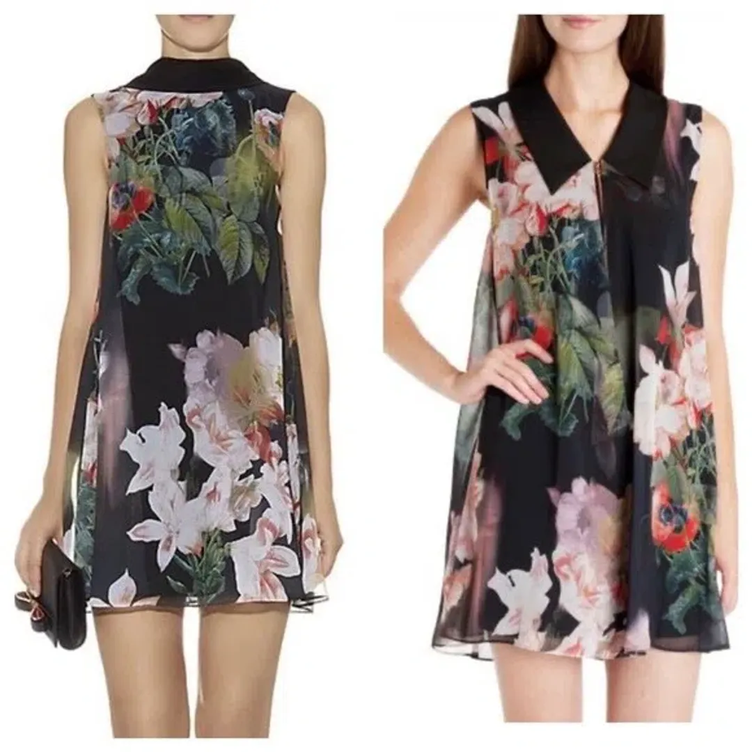 Ted Baker Georgah Opulent Bloom Floral Mini Dress Size 8 for rent on The Volte - main image