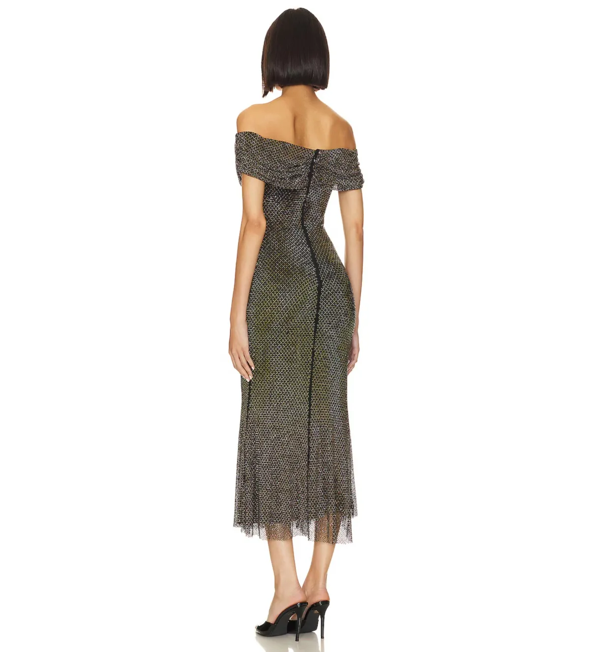 Self Portrait Diamante Midi Dress Black Size AU 8 - Image 3