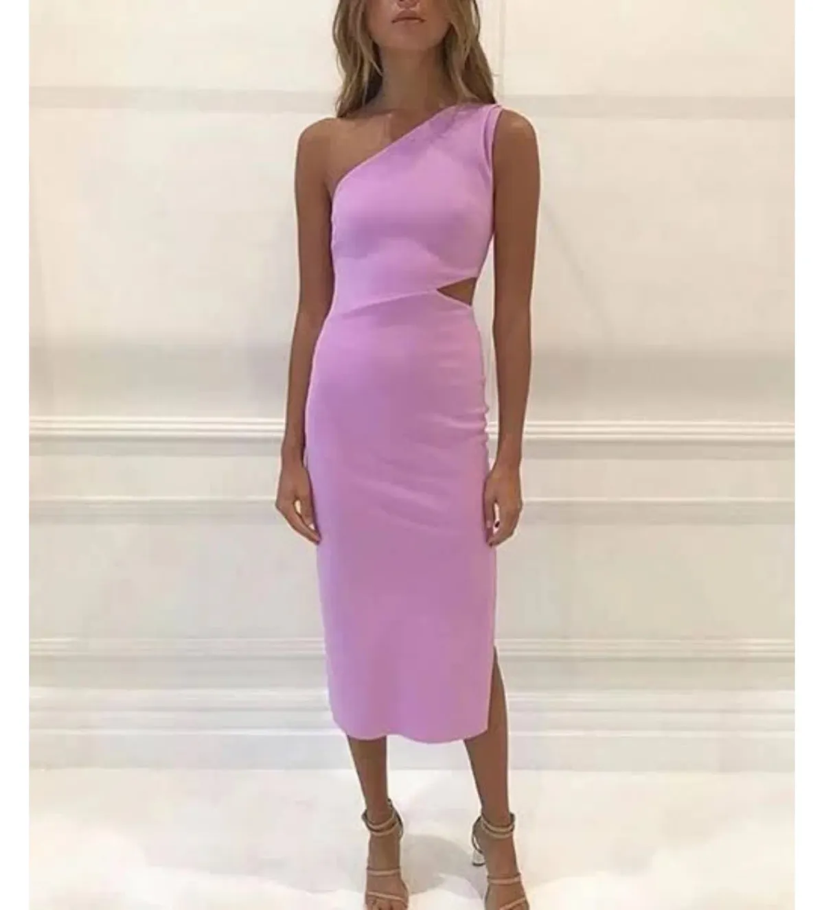 Bec + Bridge Alessandra Asymmetrical Midi Dress Dark Lilac Size 6 - Image 1