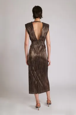 Sabina Musayev Margot Midi Dress in Bronze Black Size L AU 12 for rent on The Volte - image 3