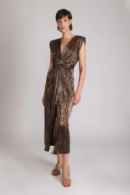 Sabina Musayev Margot Midi Dress in Bronze Black Size L AU 12 for rent on The Volte - image 1