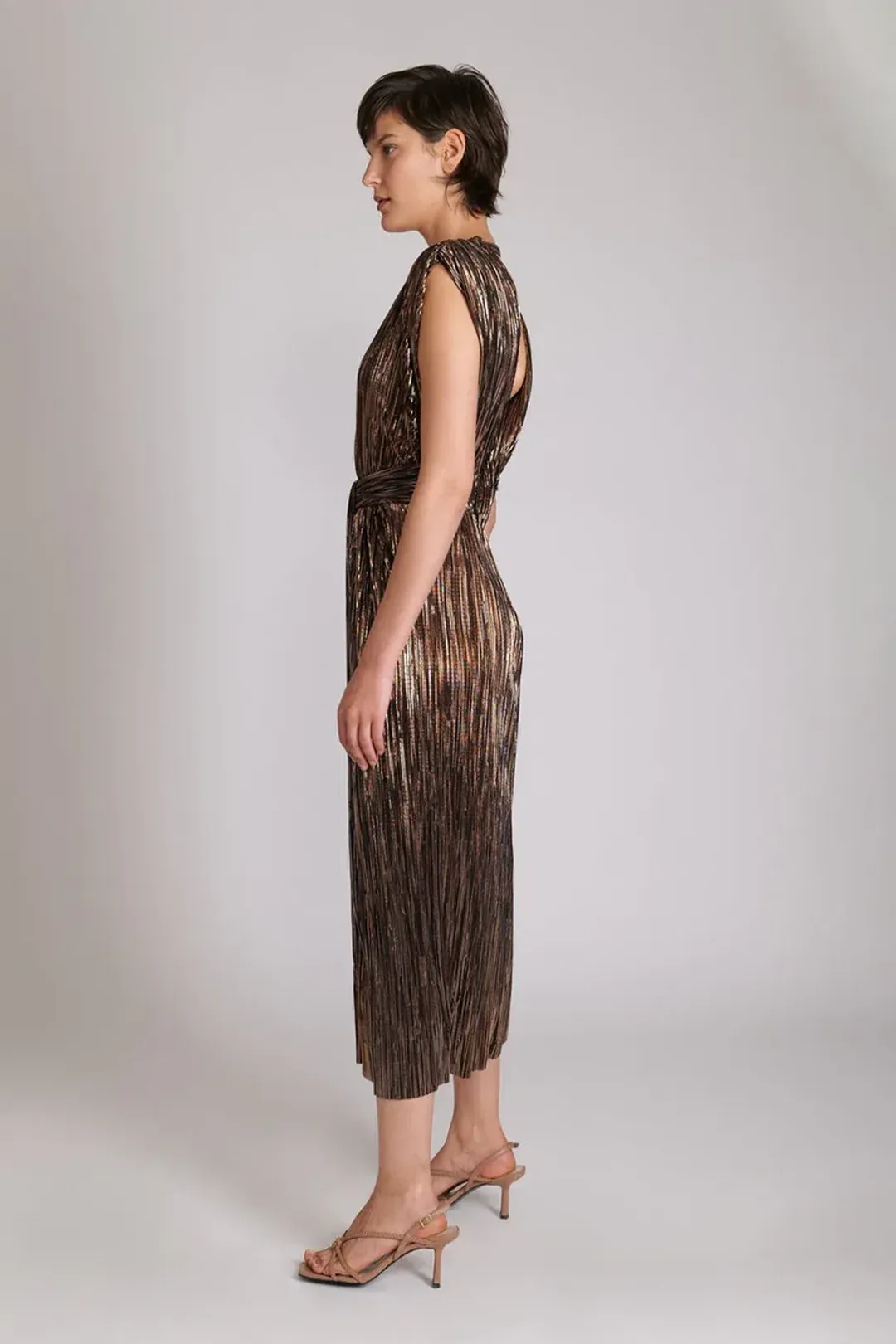 Sabina Musayev Margot Midi Dress in Bronze Black Size L AU 12 for rent on The Volte - main image