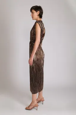 Sabina Musayev Margot Midi Dress in Bronze Black Size L AU 12 for rent on The Volte - image 2