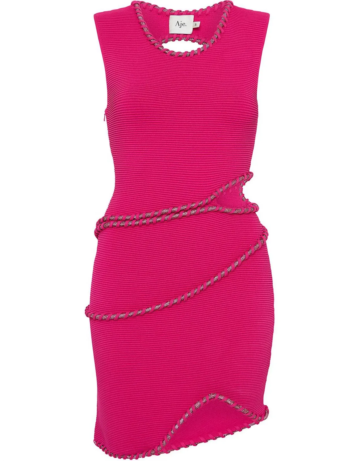 AJE Undulating Crystal Mini Dress in Fuchsia Pink Size 8/S - Image 5