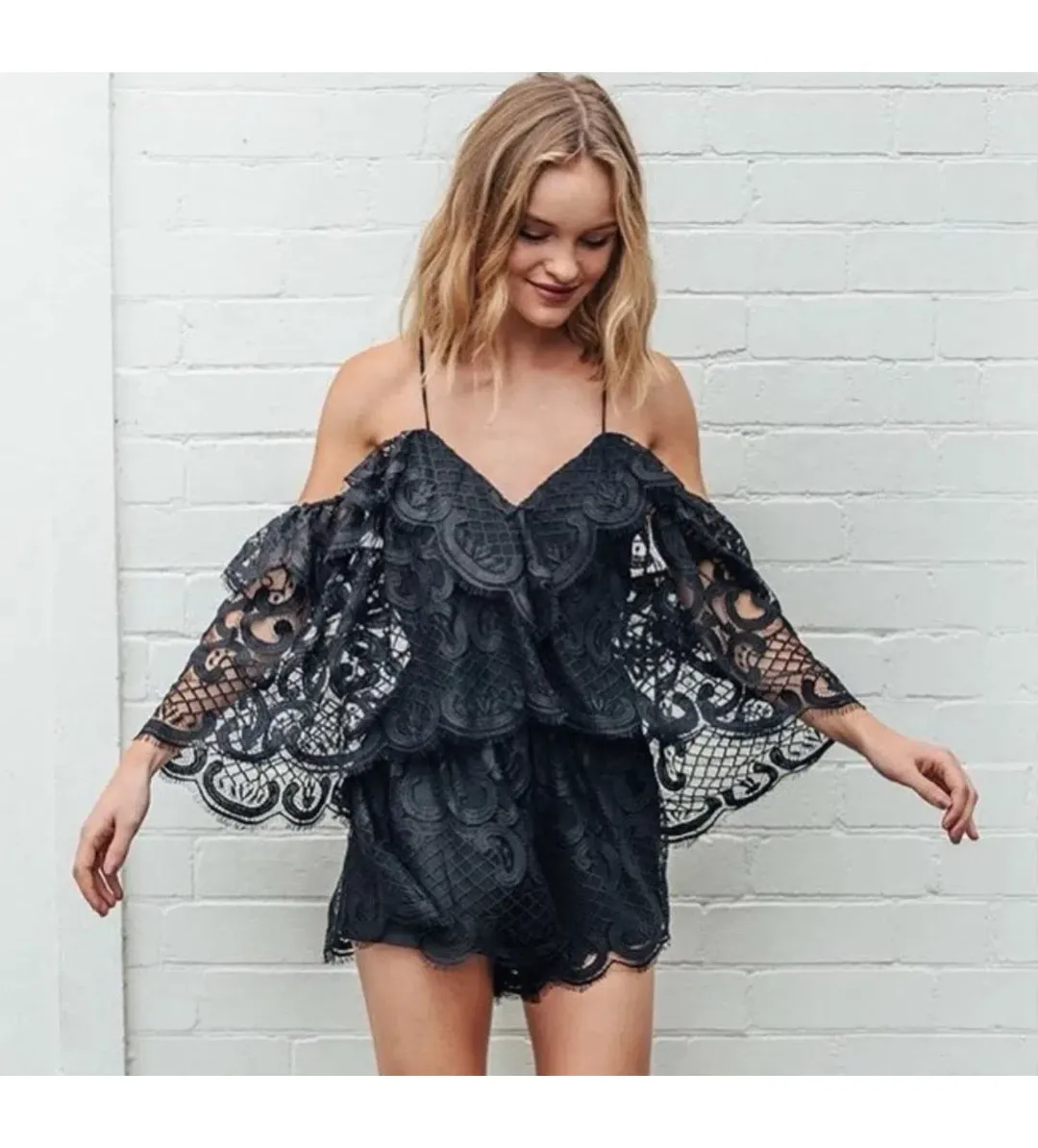 Alice McCall Lucy In The Sky Playsuit Black Size 8 for rent on The Volte - main image