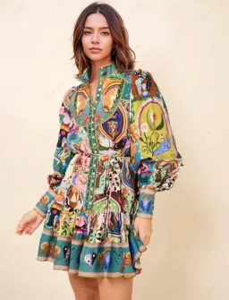 Alemais Evergreen Mini Dress in Multi Print Size AU 8 for rent on The Volte - image 5