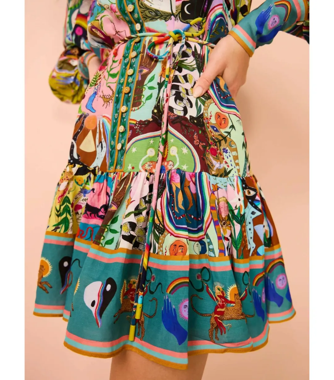 Alemais Evergreen Mini Dress in Multi Print Size AU 8 for rent on The Volte - main image
