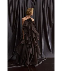 Aje Pandorea Layered Maxi Dress in Carob Size AU 14 for rent on The Volte - image 1