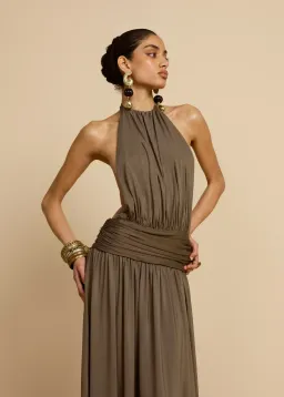 Arcina Ori Santina Maxi Dress Earthy Neutral Khaki Size S for rent on The Volte - image 5