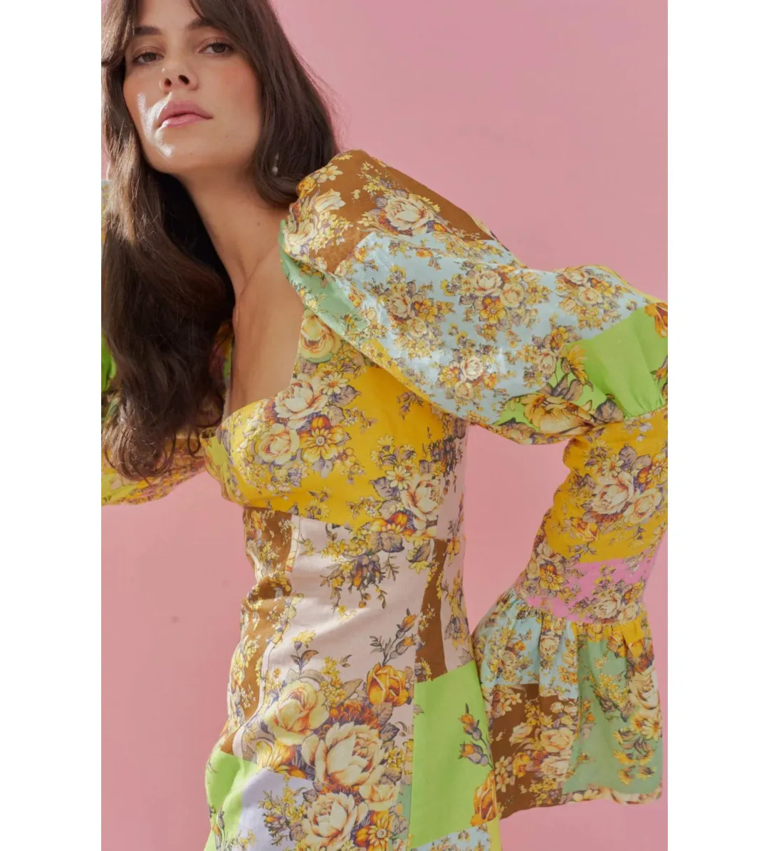 Alemais Matilde Puff Sleeve Mini Dress Multi Floral Size AU 10 for rent on The Volte - main image