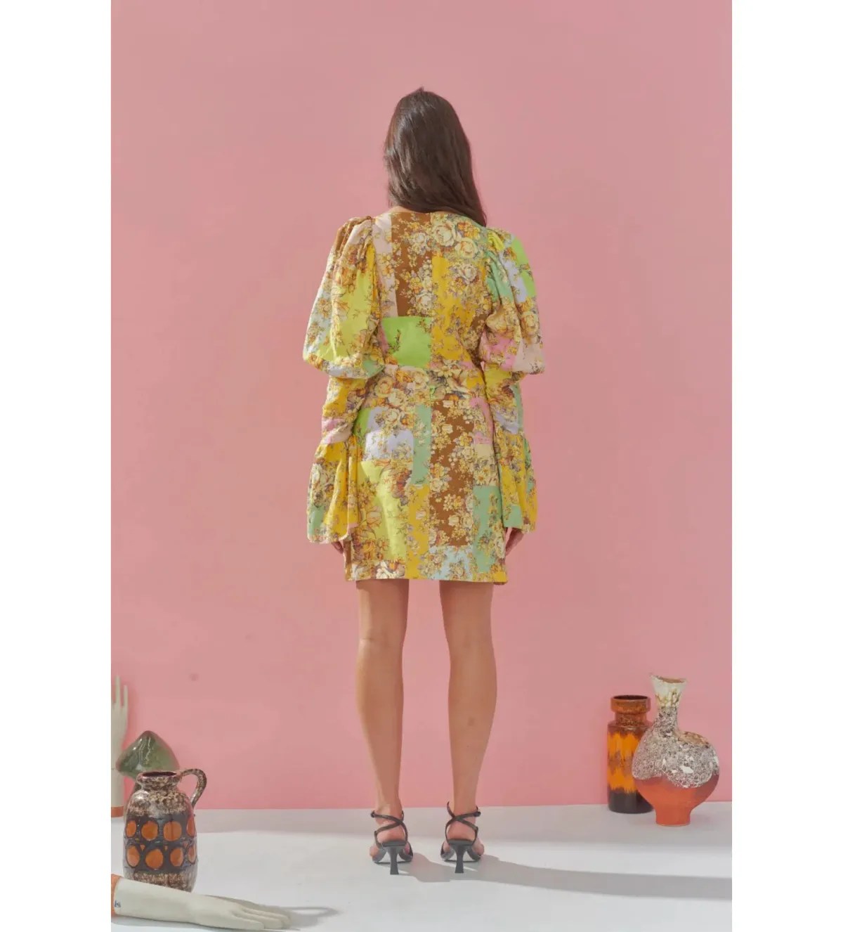 Alemais Matilde Puff Sleeve Mini Dress Multi Floral Size AU 10 - Image 4