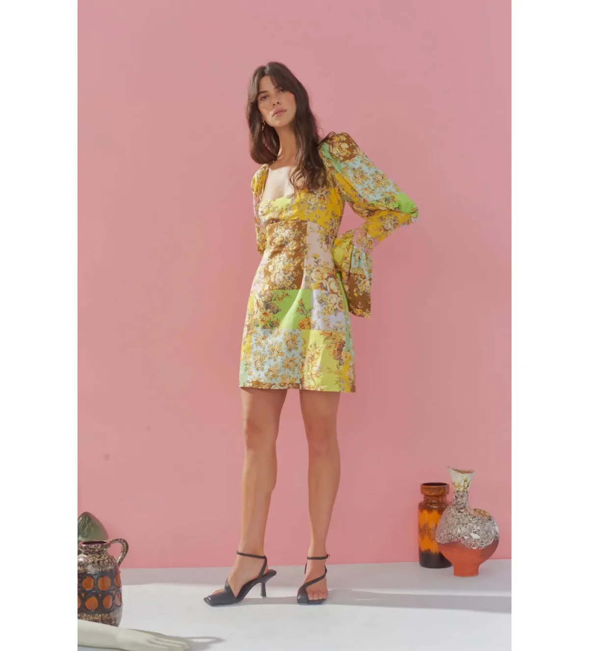 Alemais Matilde Puff Sleeve Mini Dress Multi Floral Size AU 10 - Image 2