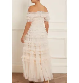Needle and Thread Lisette Ruffle Off Shoulder Gown Champagne Size 6 for rent on The Volte - image 3