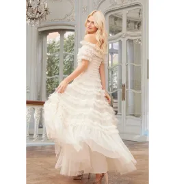 Needle and Thread Lisette Ruffle Off Shoulder Gown Champagne Size 6 for rent on The Volte - image 5