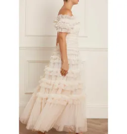 Needle and Thread Lisette Ruffle Off Shoulder Gown Champagne Size 6 for rent on The Volte - image 2