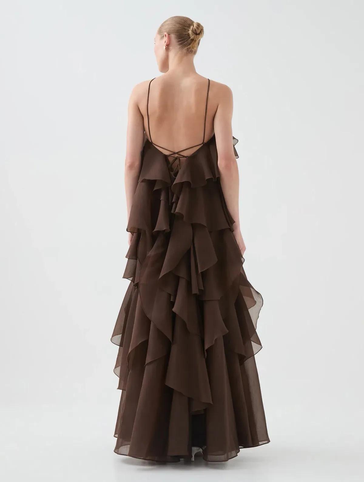 Aje Pandorea Layered Maxi Dress in Carob Brown Size 8 - Image 2