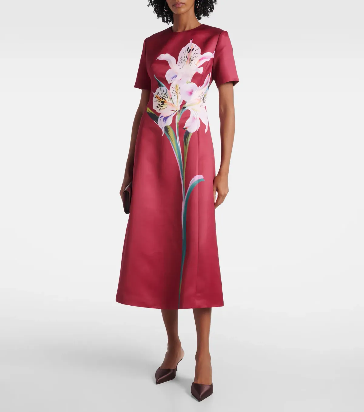 Leo Lin Caroline Short Sleeve Midi Dress in Burgundy Size 14 - Image 1