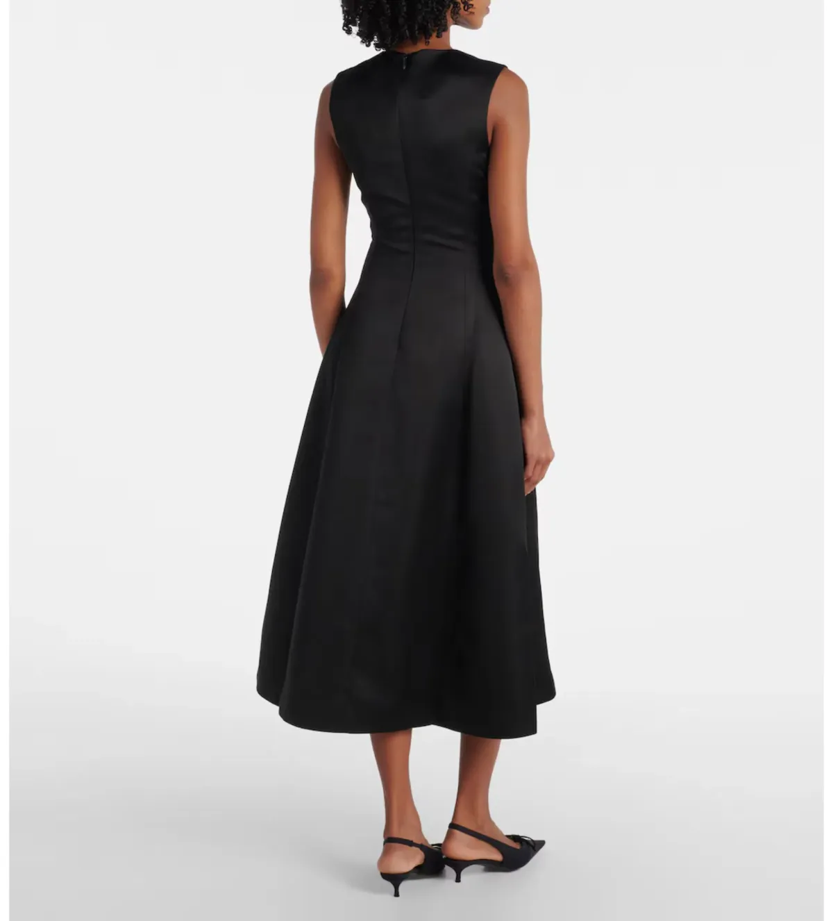 Leo Lin Cleo Midi Black Embellished White Rose Print Size 8 - Image 3