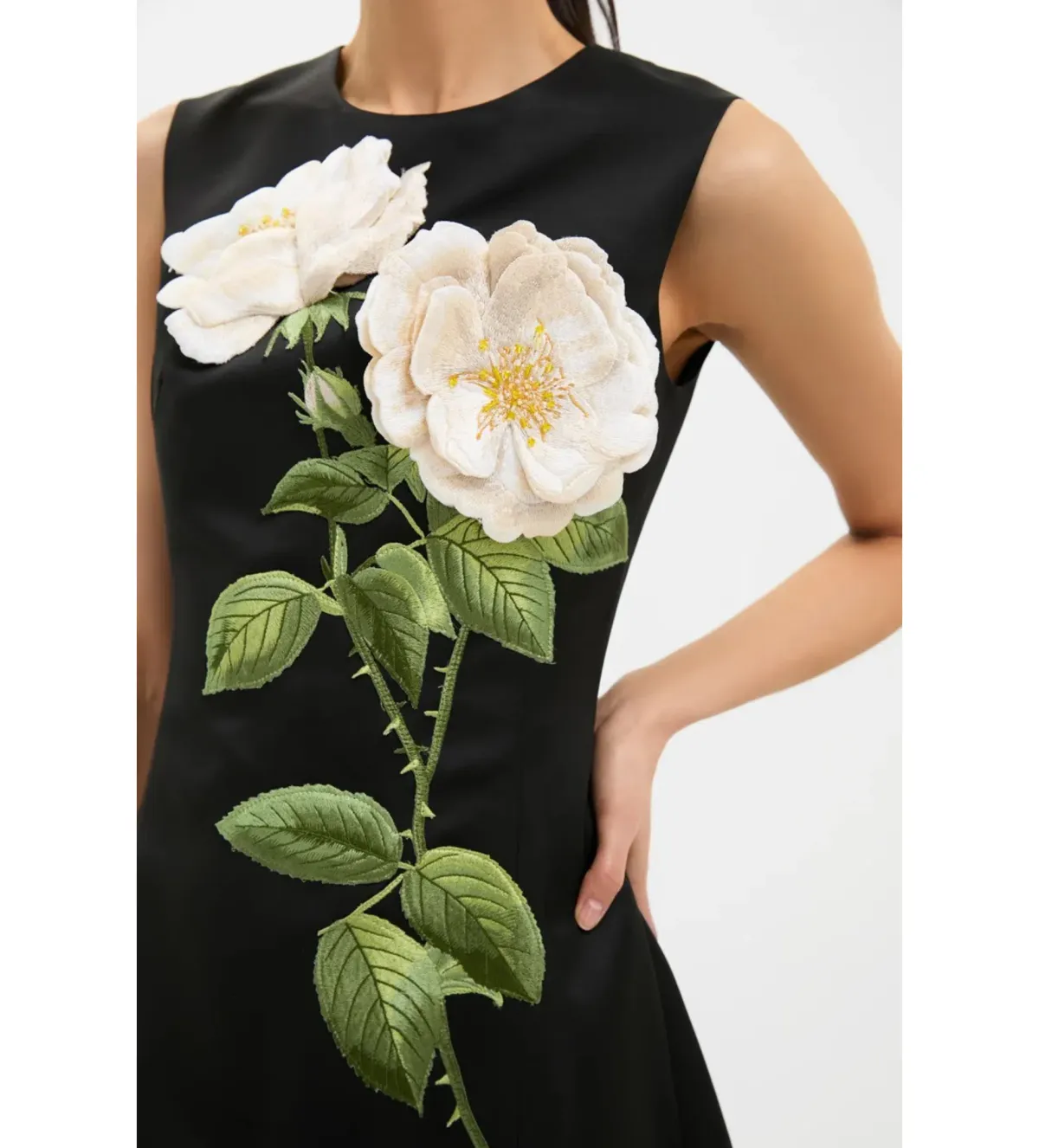 Leo Lin Cleo Embellished Sleeveless Midi Dress White Rose Print Size AU 14 - Image 4