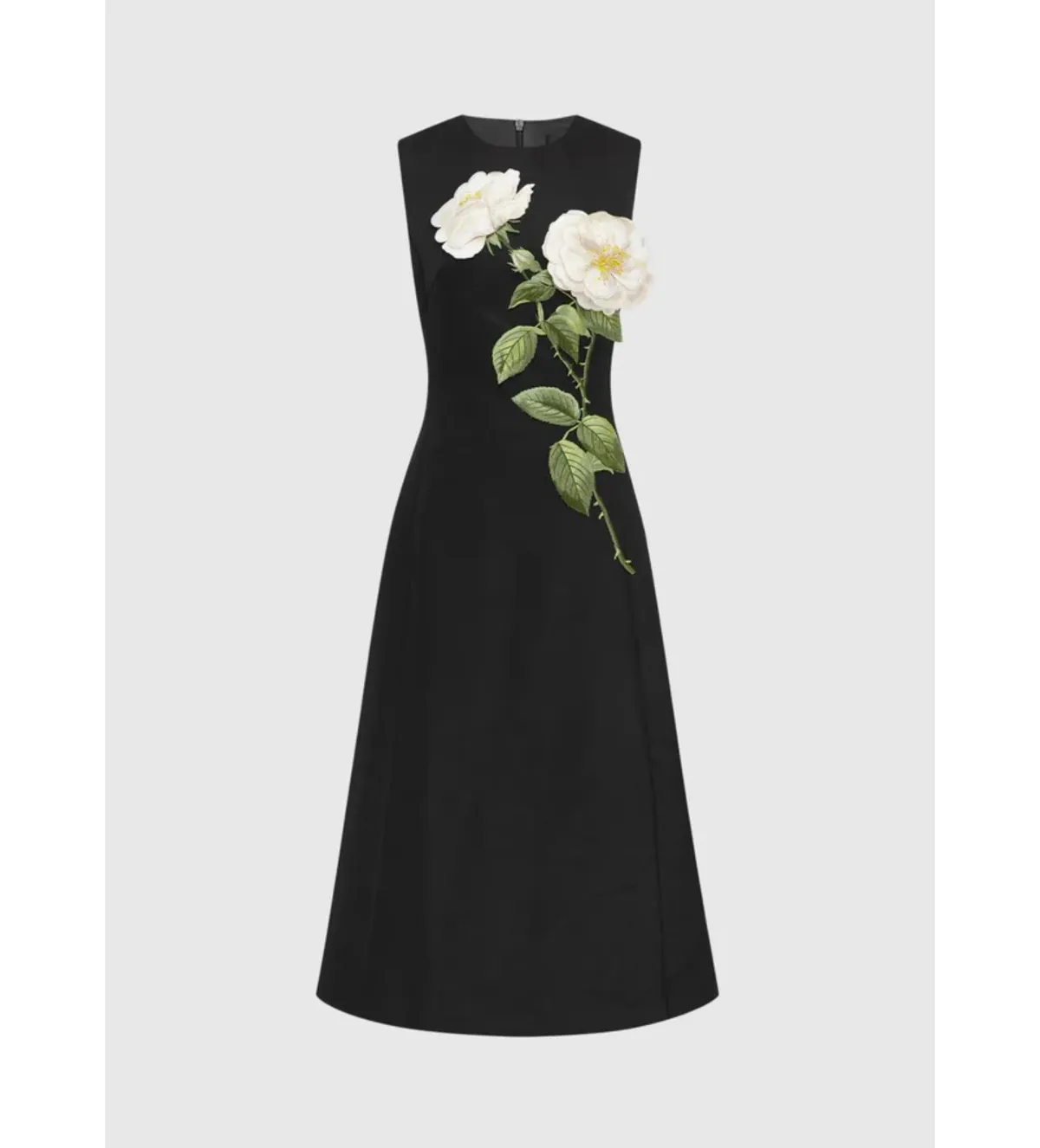 Leo Lin Cleo Embellished Sleeveless Midi Dress White Rose Print Size AU 14 - Image 5