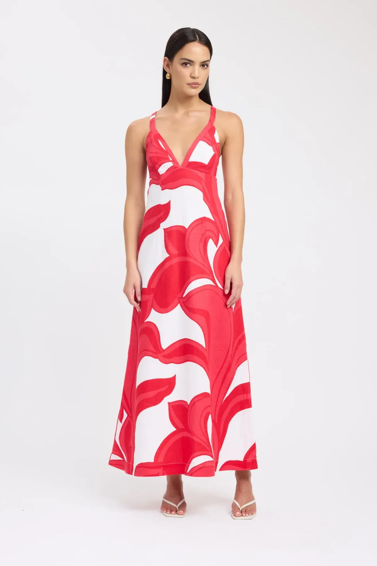 Kookai Zani Maxi Dress in Red White Size 8 - Image 1