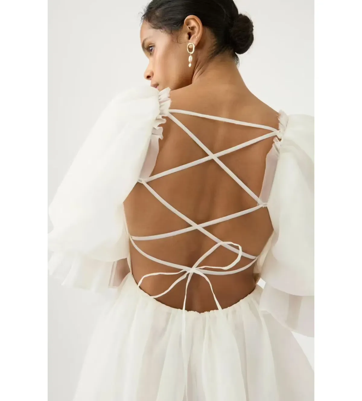 Aje Astrid Tie Back Mini Dress in Ivory Size 8 - Image 4