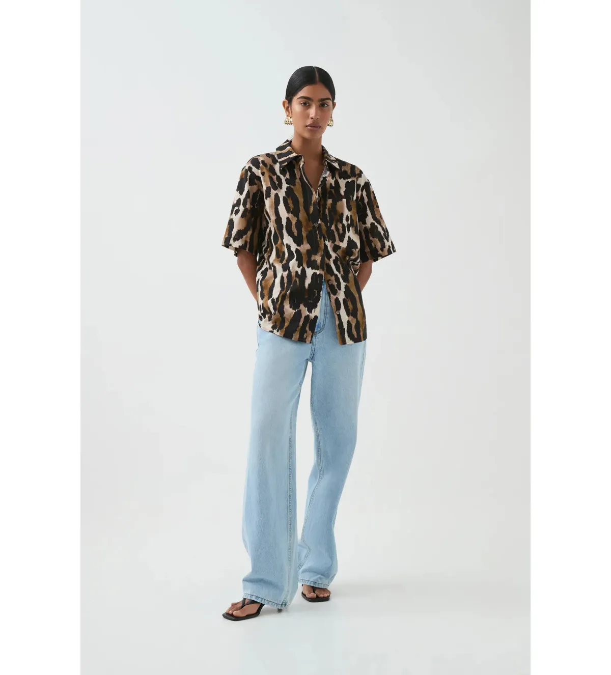 Aje Airlie Short Sleeve Shirt Animal Print Size 8 - Image 1