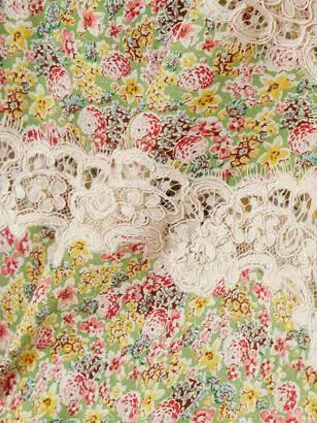 Doen Venus Corded Lace Trimmed Floral Silk Midi Dress Size AU 8 for rent on The Volte - main image