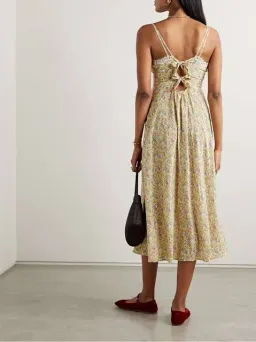 Doen Venus Corded Lace Trimmed Floral Silk Midi Dress Size AU 8 for rent on The Volte - image 4