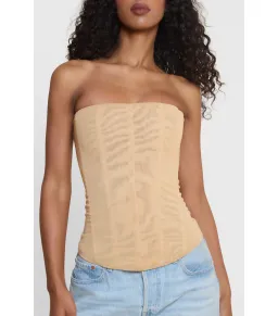 Leau Muse Mesh Corset Top in Tan Size XS/AU6 for rent on The Volte - image 2