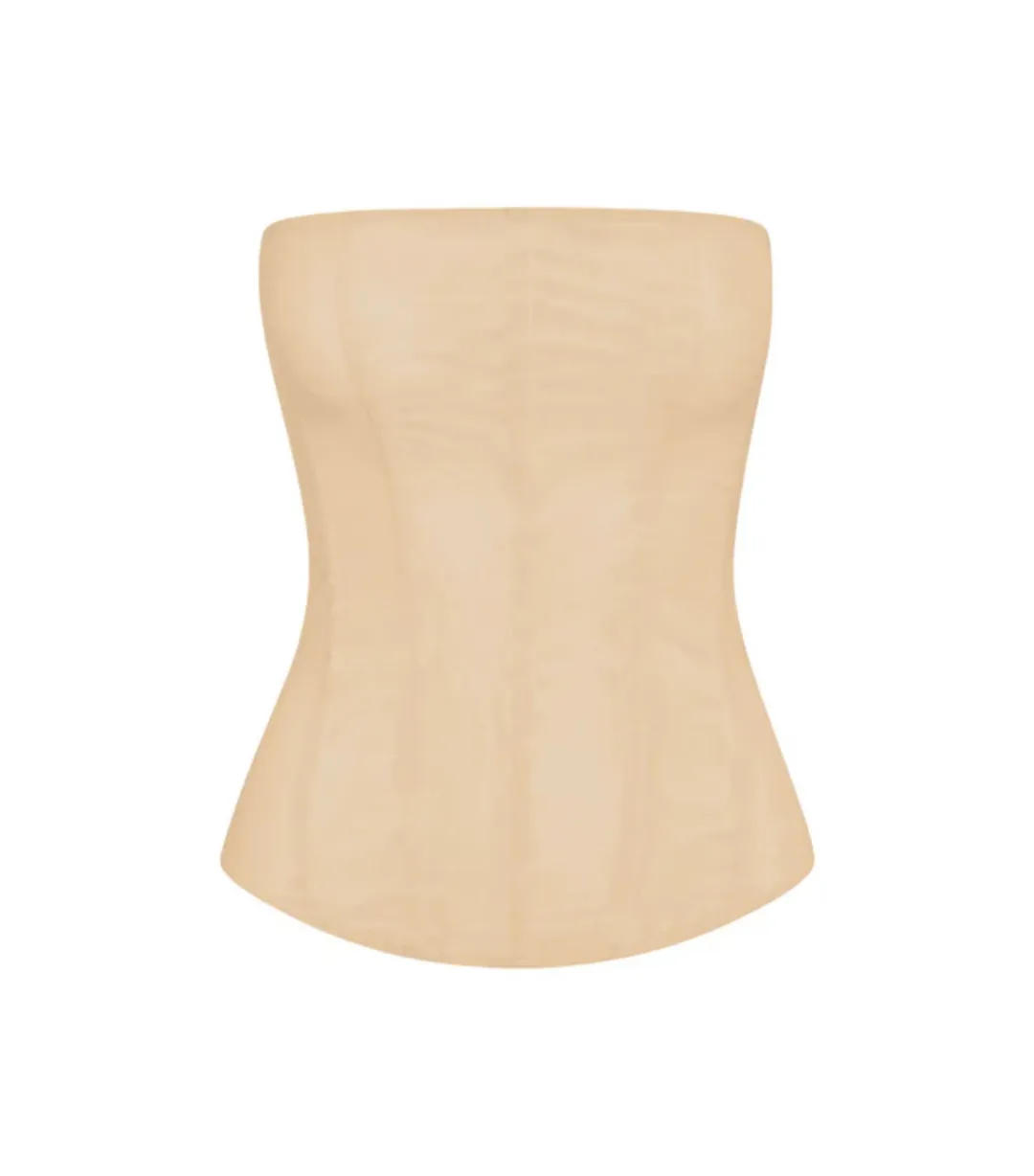 Leau Muse Mesh Corset Top in Tan Size XS/AU6 for rent on The Volte - main image