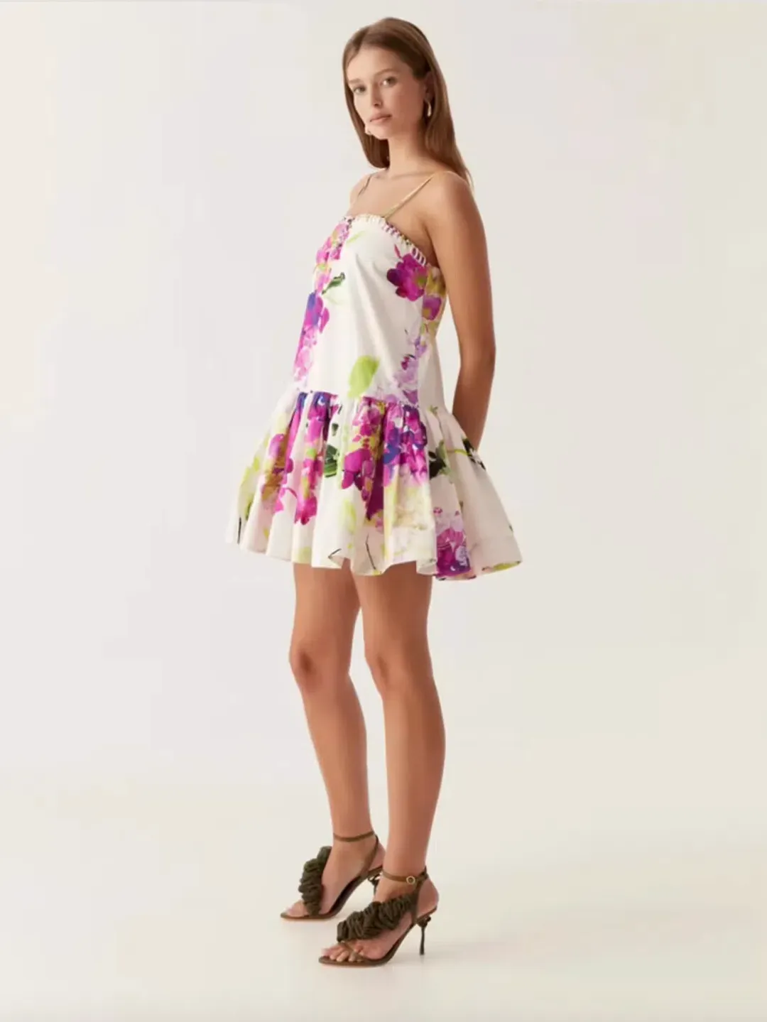 Aje Willow Sweetheart Mini Dress Floral Wild Hydrangea Size 8 for rent on The Volte - main image