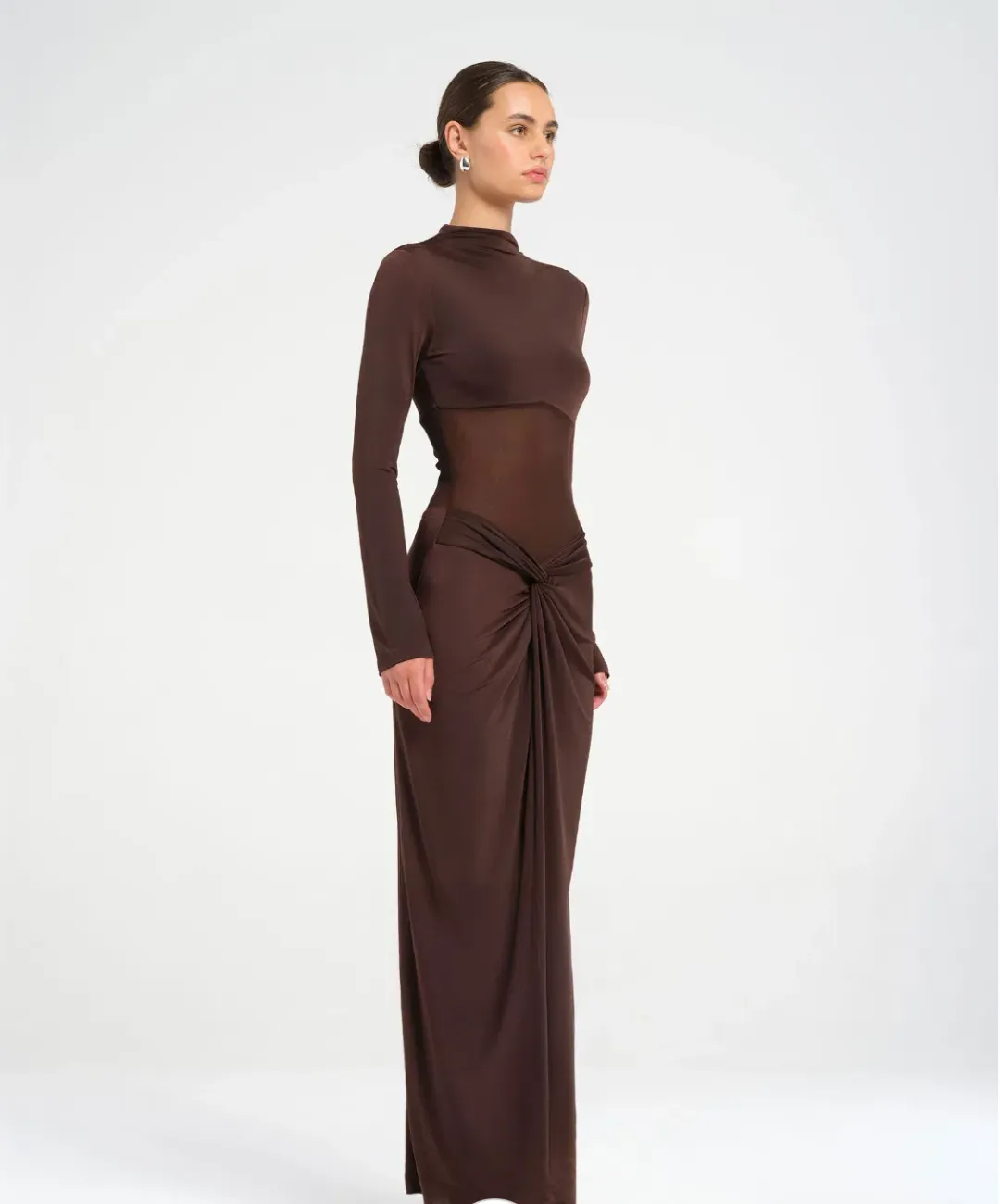 BENNI Dora Maxi Dress Chocolate Size S AU 8 for rent on The Volte - main image
