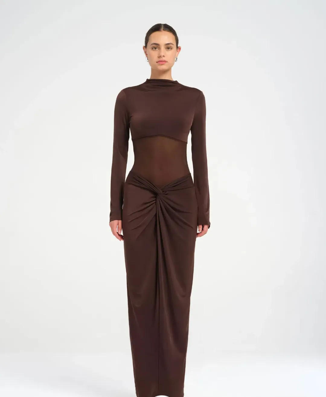 BENNI Dora Maxi Dress Chocolate Size S AU 8 for rent on The Volte - main image