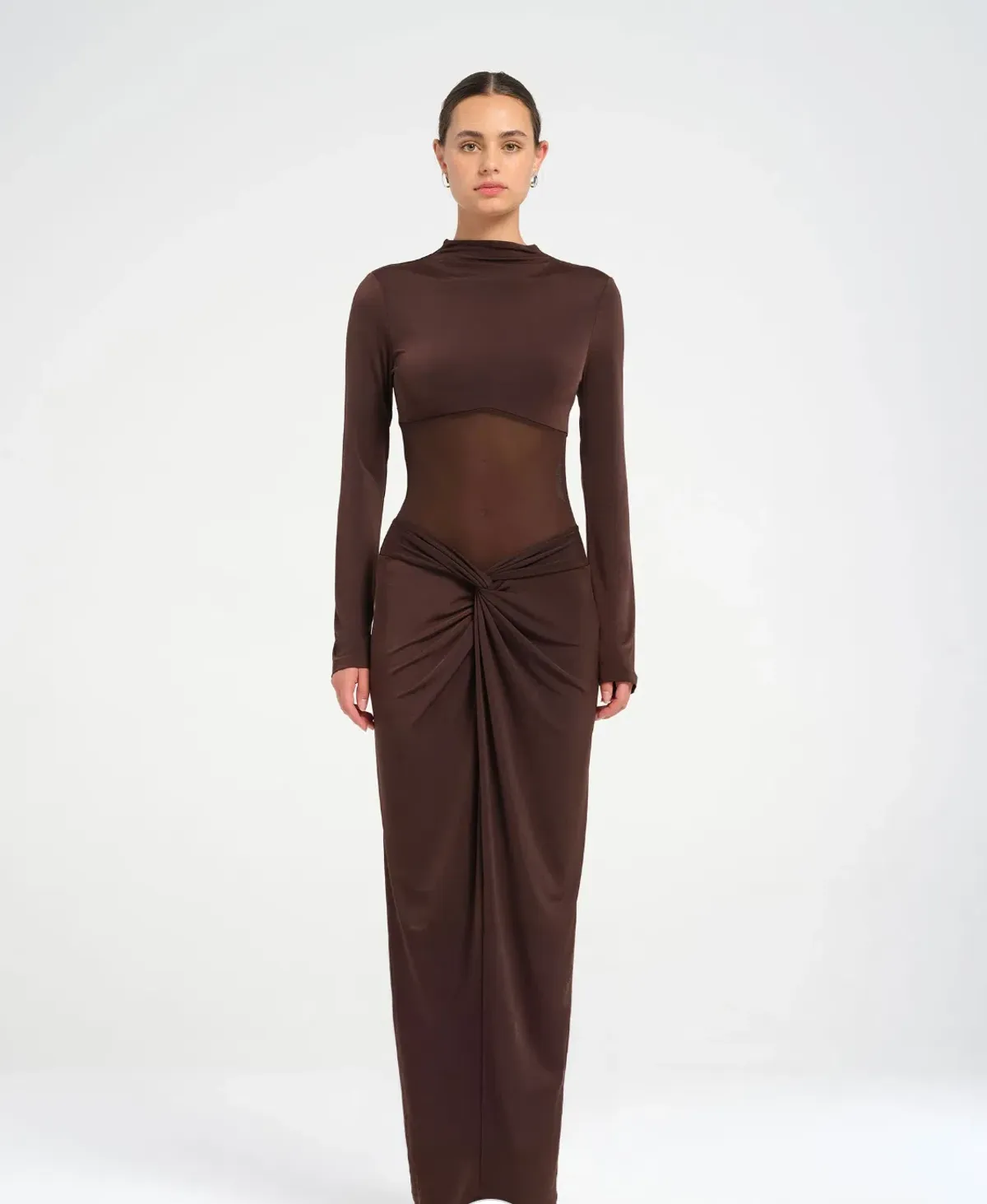 BENNI Dora Maxi Dress Chocolate Size S AU 8 for rent on The Volte - main image