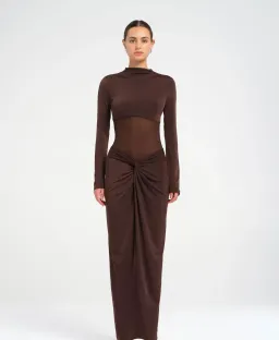 BENNI Dora Maxi Dress Chocolate Size S AU 8 for rent on The Volte - image 1