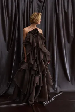 Aje Pandorea Layered Maxi Dress Carob Brown Size 8 for rent on The Volte - image 3