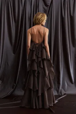 Aje Pandorea Layered Maxi Dress Carob Brown Size 8 for rent on The Volte - image 4