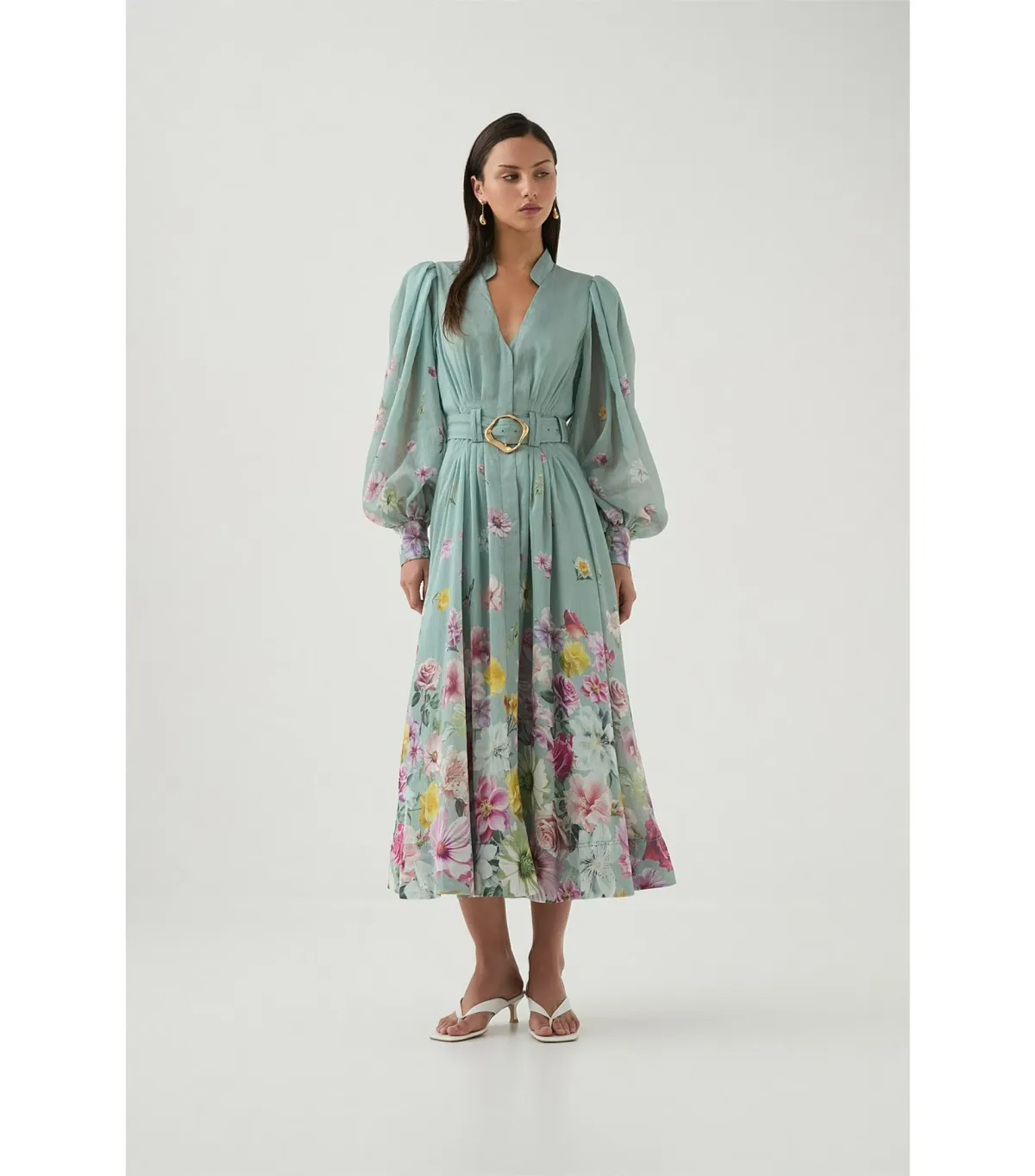 Aje Fleur Shirt Dress Mist Collage Floral Size 10/M - Image 5
